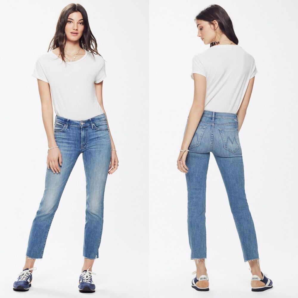 Mother Rascal Ankle Snippet Straight Leg Jeans Light Blue Wash Size 29